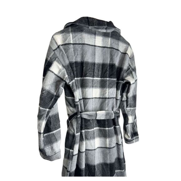 Blank NYC Flannel Jacket Size Small Gray Tie Front Black Buttoned Long Sleeve - Picture 5 of 10